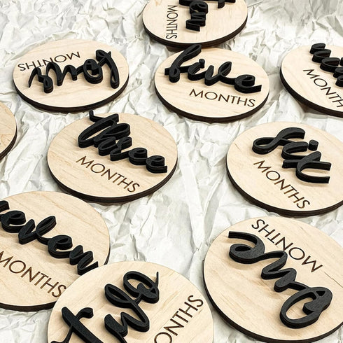 (S001) Baby Monthly Milestone, Wooden Baby Milestone Signs, Monthly Milestone Wood Discs, Baby Milestone Discs