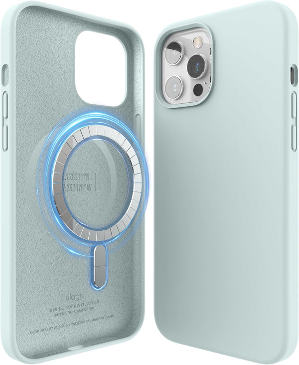 elago Magnetic Silicone Case for iPhone 12 Pro Max (6.7 inch) - Mint, Built-in MagSafe Magnets, Compatible with