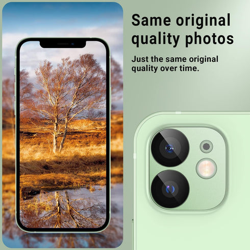 AFARER Camera Lens Protector for iPhone 12 - 2 Pack, Ultra HD, Metal Tempered Glass, 9H Hardness, Anti-Scratch (Blue)