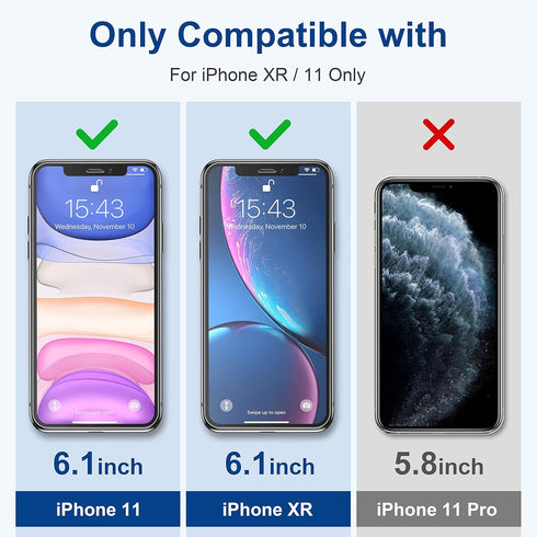 ImpactStrong Shatterproof Tempered Glass Screen Protector for iPhone 11/XR – 6.1 Inch, 3-Pack, Bubble Free, Case