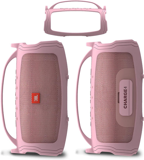 Silicone Cover Case for JBL Charge 4/Charge 5 Portable Bluetooth Speaker, Soft Skin Sleeve Accessories (Pink)
