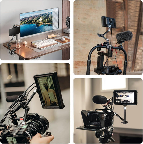 9.8"/25cm 1/4" 3/8" 4.4lb/2kg, ST25C NEEWER Magic Arm with Super Clamp & Cleaning Cloth, & Threads for Flash/LED