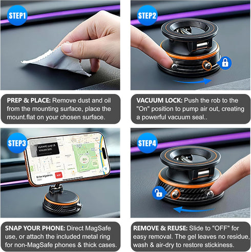 werfami 2026 108lbs N55 3000gf 360 17 16 15 Upgraded Vacuum Magnetic Car Phone Holder - Ultra Suction Nano-Gel Mount