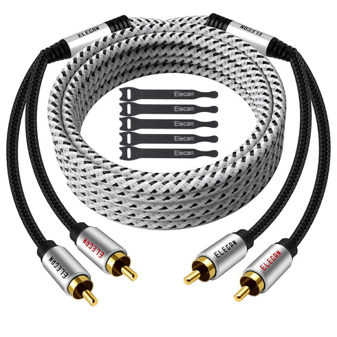 Premium RCA Cable 50 Ft, 2 RCA Male to 2 RCA Male Stereo Audio Cable, Gold Plated, for Home Theater