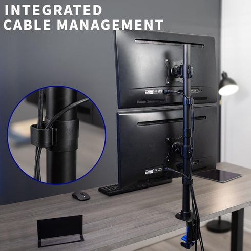 VIVO Dual Monitor Desk Mount Stand with Height Adjustment for 2 LCD Ultrawide Screens up to 34 inches, Stacked Array