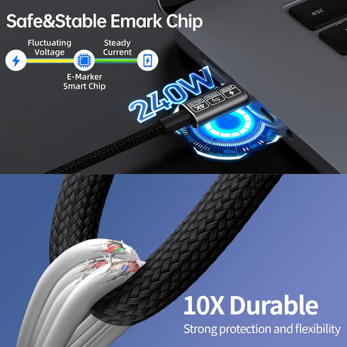 USB Type C Data Cable 10ft, Extra Long USB 3.2 to USB C Video and Power 4k Support, Compatible with MacBook