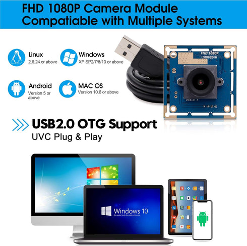 SVPRO 1080P 2.1mm 2MP OV2710 CMOS 30fps/720P 60fps/VGA 100fps HD USB Camera Module with Lens, Board Camera, High Frame