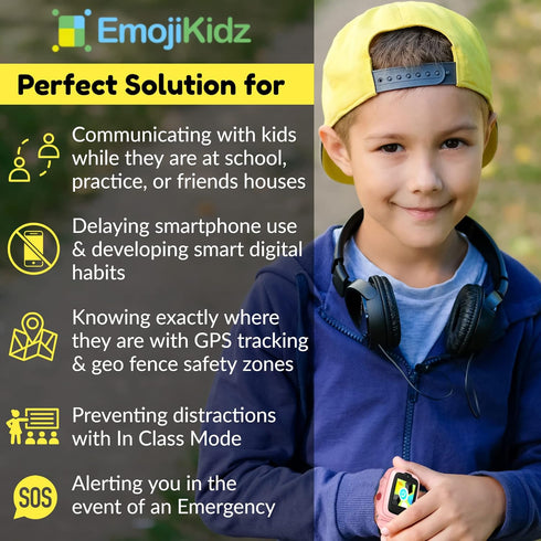 Kids Smartwatch with SIM Card for Ages 4-12 Years, GPS Tracking Locator, SOS Alarm, Remote Monitoring, 2-Way Face to