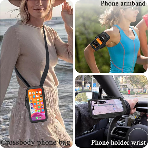 Adjustable Arm Band Phone Holder for Running, Walking, Workout - Clear Crossbody Pouch Purse with Strap for iPhone and