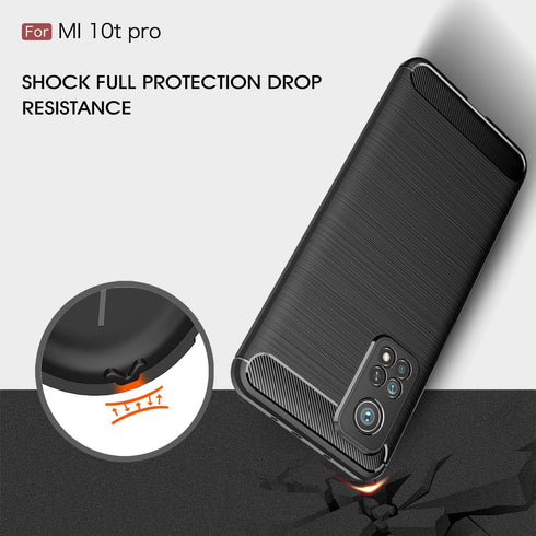 Case Compatible with Xiaomi Mi 10T/10T Pro, Carbon Fiber Texture Design Shock Absorption Case (Black)