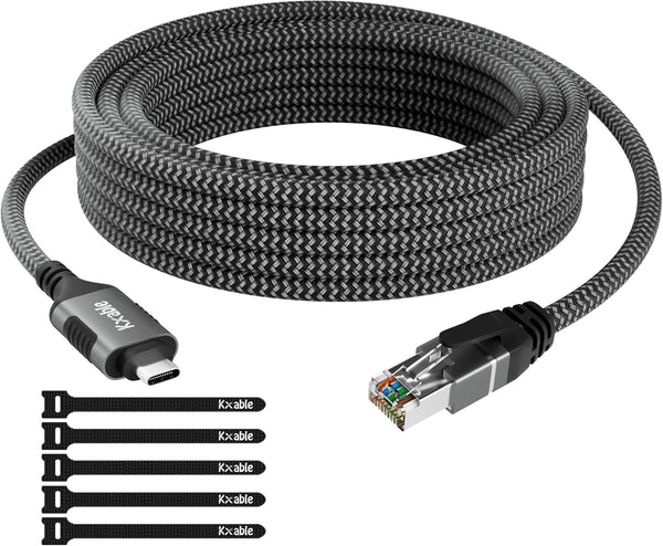 USB C to Ethernet Cable 50FT, Type C to RJ45 Cord, Gigabit LAN Network, Thunderbolt 3/4 Compatible