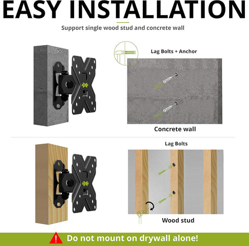USX MOUNT TV Wall Mount Bracket - Adjustable Tilt Swivel for 10" to 26" LED LCD OLED TVs and Monitors, VESA Up to