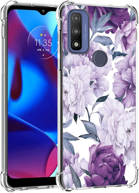 Moto G Pure Case, TPU Soft Rubber Reinforced Anti-Fall Cover for Motorola Moto G Pure 2021/Moto G Power 2022 - Purple