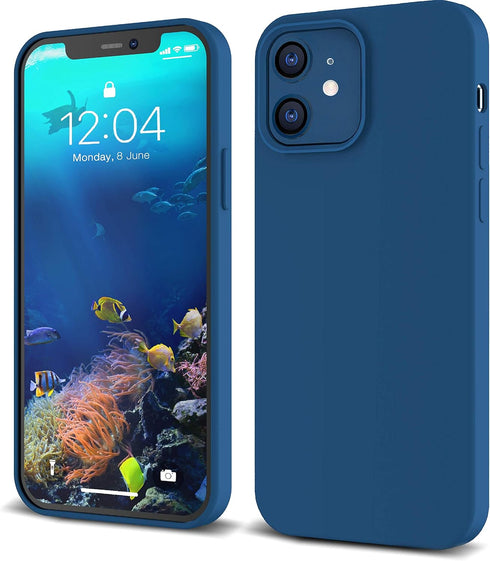 IceSword iPhone 12 Mini Case - Matte Blue Thin Liquid Silicone, Soft Silk Cloth, Cool Shockproof Gel Rubber