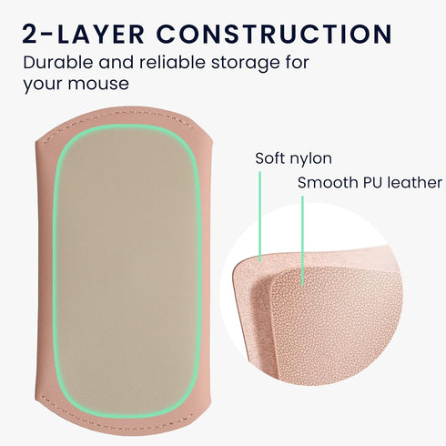 kwmobile Mouse Pouch for Apple Magic Mouse 1/2 & Logitech Pebble Wireless Case, PU Leather - Dusty Pink