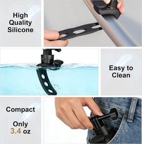 MINIFOCUS 360 GoPro/Insta360/DJI/Xtra Quick Release Flexible Camera Mount Wrap Band, Flexi Strap Mount, Bike Motorcycle