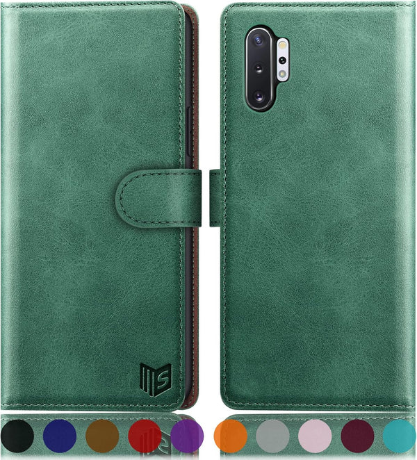 SUANPOT Leather Wallet Case for Samsung Galaxy Note 10+/10 Plus 6.8" with RFID Blocking, Flip Folio Book Cover for