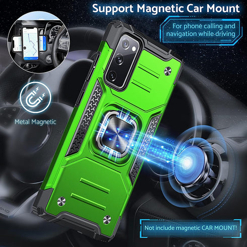 Anqrp Galaxy S20 FE 5G Case, Military Grade Protective Cover with Enhanced Metal Ring Kickstand, Grass Green