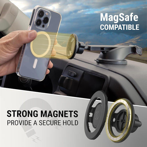 Scosche MagicMount SMSWDEX MagSafe Car Mount - Magnetic Phone Holder for Windshield/Dashboard, Compatible with iPhone