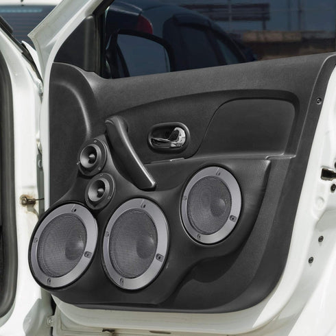 X AUTOHAUX 2pcs 3" Titanium Tone Audio Speaker Cover - Glossy Mesh Subwoofer Grill Horn Protector