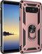 Military Grade Drop Impact Case for Samsung Galaxy Note 8, 360 Metal Rotating Ring Kickstand, Magnetic Car Mount, Armor