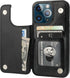 iPhone 13 Pro Wallet Case, Black PU Leather with Card Holder, Kickstand, Durable Shockproof Cover 6.1 Inch
