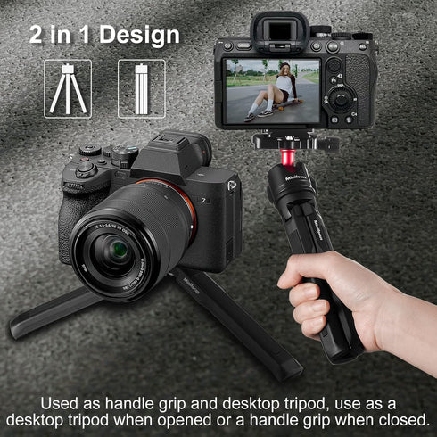 MINIFOCUS Aluminum Mini Tripod, Tabletop Handheld Tripod with 1/4'' and 3/8'' Screw for DSLR and Gimbal