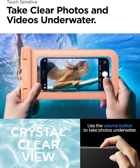 Spigen AquaShield Universal Waterproof Phone Pouch, PVC Protective Dry Bag Cases with IPX8 Compatible with iPhone