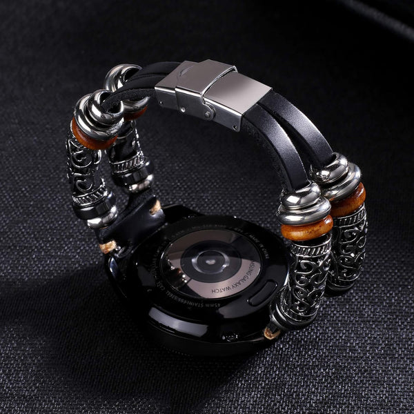 22mm Leather Vintage Bracelet Bands Compatible with Garmin Venu 2/Venu 3/Vivoactive 4 & Samsung Galaxy Watch 3/46mm