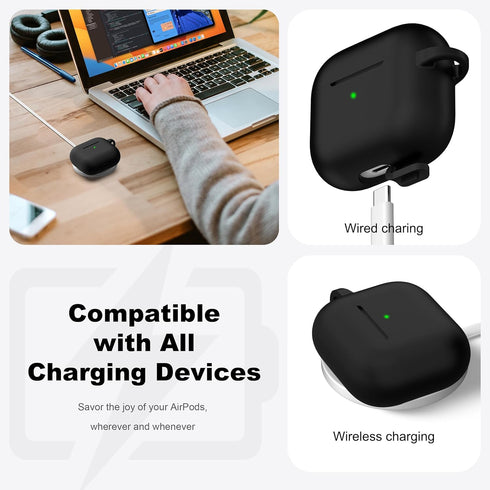 R-fun Compatible with AirPods 3 Case Cover, Silicone Protective Skin with Keychain for Apple AirPod 3rd Generation 2021