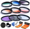 K&F Concept 62mm 9pcs Filter Kit: UV Protector, Circular Polarizing Filter, Microfiber Lens Cleaning Cloth, Petal Lens