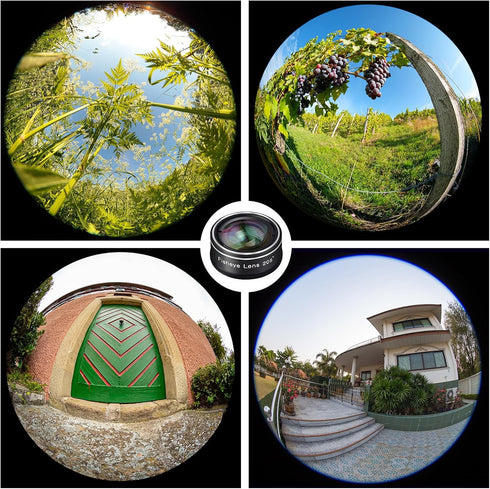 Phone Camera Lens, Godefa 3 in 1 Kit - 205° Fisheye, Macro, 120° Wide Angle Clip on Lens for Smartphones