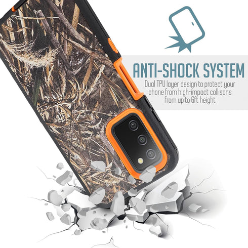 Designed for Samsung Galaxy A03S Shockproof Holster Case, Tough Rubber Rugged Hybrid with Built-in Screen Protector