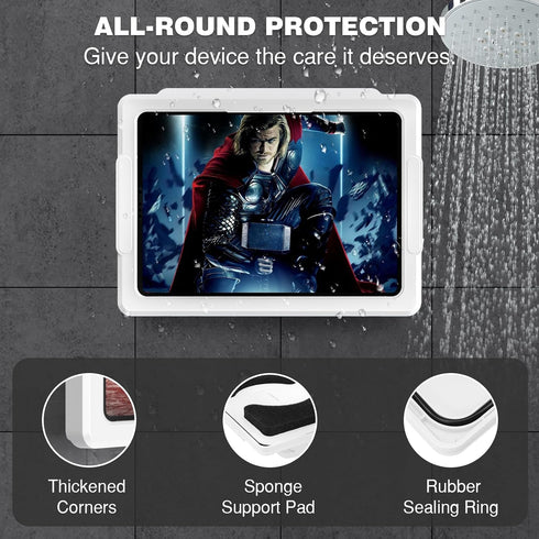 MoKo Shower Tablet Holder, Waterproof iPad Holder for Devices Up to 11", 360° Rotation Wall Mount