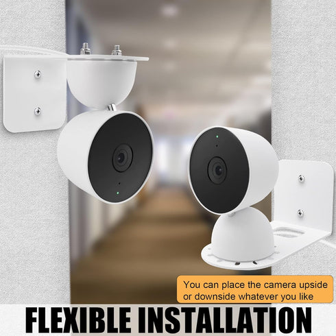 Metal Wall Mount Holder fits for Google Nest Indoor 2nd Generation Wired Security Cam, Flexible Installation Camera Shelf for Better View Angle Mount on Wall Deck,White