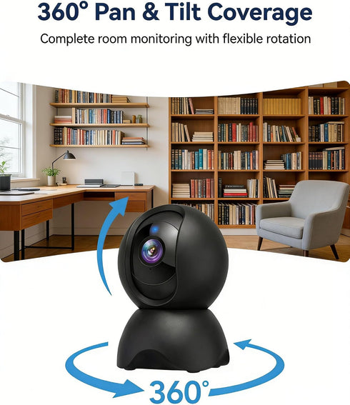 YYSY 2K 2.4/5GHz 360 Indoor Security Camera for Home Security, Dual-Band WiFi Baby Monitor with Phone App, PTZ Dog