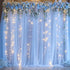 Suppromo 10ft x 10ft Baby Blue Tulle Photo Backdrop Curtain with Lights String
