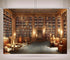 BELECO 5x3ft Fabric Vintage Library Backdrop Wooden Bookshelf Books Sofa Lounge Reading Room Background Library Party