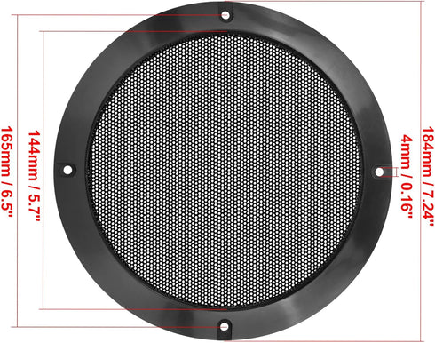 Unifizz 2pcs 7 Inch Metal Glossy Car Audio Speaker Cover Mesh Subwoofer Grill Protector, Black