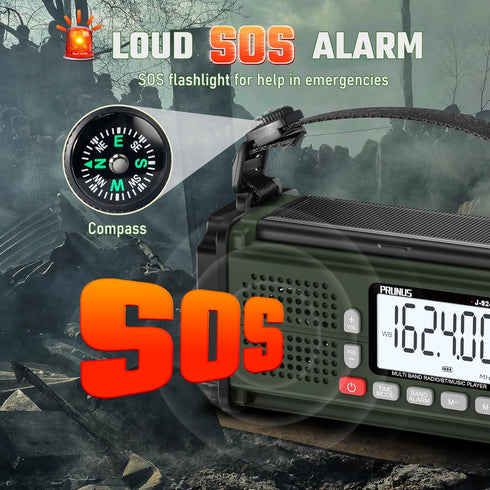 PRUNUS 924 10000mAh Hand Crank Radio, NOAA Weather Radio, USB Charging, Torch & Reading Light, Camping
