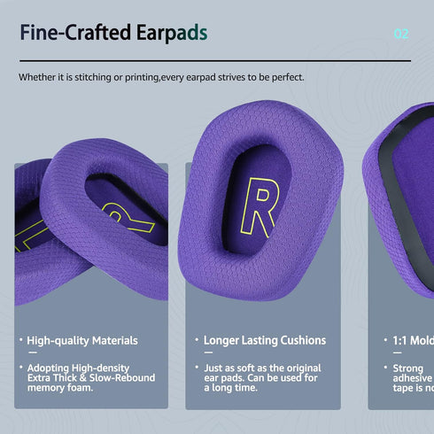 Logitech G733 Gaming Headset Fabric Replacement Ear Pads, Soft Mesh & Isolation Foam, Fits G335 Wireless Headphones