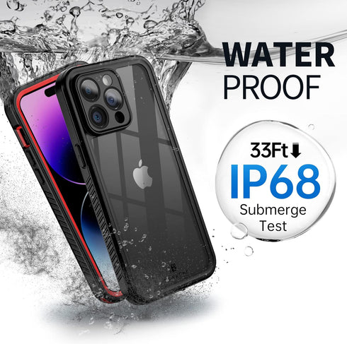 BEASTEK iPhone 14 Pro Max Waterproof Case, FSN Series Underwater Shockproof with Built-in Screen Protector, Red