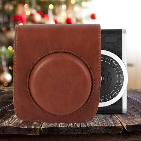GOWENIC PU Leather Vintage Camera Case for Fujifilm Instax Mini 90, Waterproof Protective Case with Adjustable Shoulder