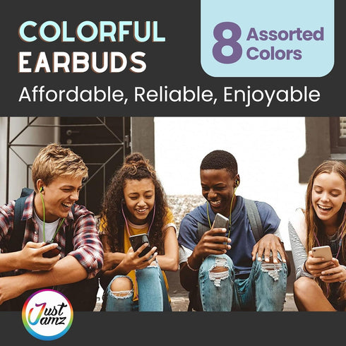 10x Multipack Earbuds with Microphone - Wired in-Ear Earphones for Schools, Libraries & More - Affordable Bulk