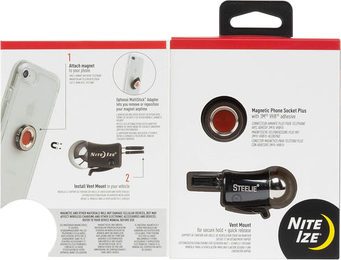 Nite Ize Steelie Vent Mount Kit Plus - Magnetic Car Vent Mount for Smartphones with 2x Holding Power