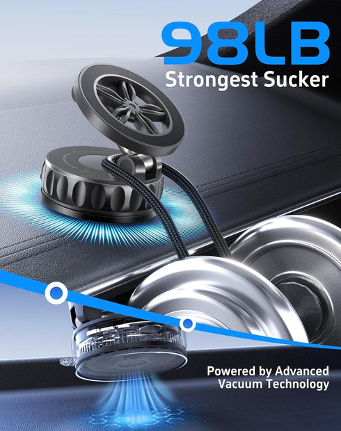 NKNZLY 2026 [125+ LB 3000gf 360 17 16 15 14 13 12 Upgraded Car Phone Holder for Magsafe Strongest Suction & Strongest