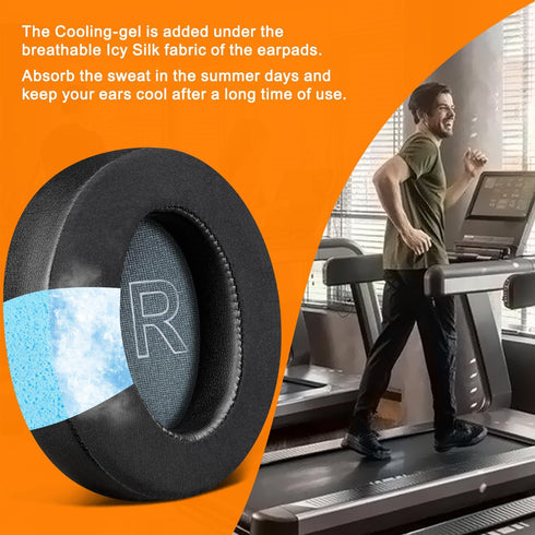 SOULWIT Cooling Gel Earpads Replacement for Anker Soundcore Life Q30/Q35 Headphones, Ice Silk Fabric, Noise Isolation
