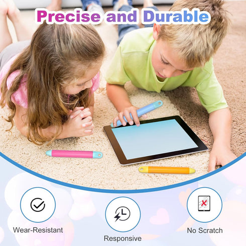 Gjinxi 3 Pack 2) Kid-Friendly Stylus Pens for Touch Screens, Capacitive Stylus Pens with Durable Rubber Tips, Tablet