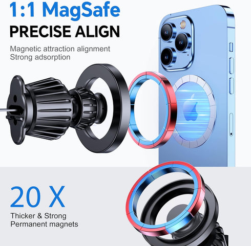 Coolpow Magsafe Car Mount for iPhone - 20 Strong Magnets, 360° Rotation Magnetic Phone Holder for iPhone 15 Pro Max
