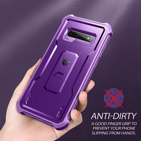 Dexnor Samsung Galaxy S10 Plus Case, Heavy Duty Military Grade Protection with Built-in Screen Protector & Kickstand